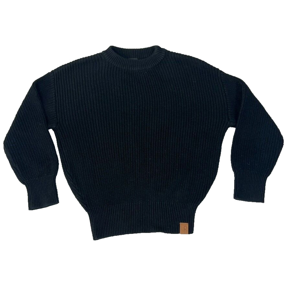 Little Bipsy Collection Sweater Kids Girl 8 Chunky Black Crew Neck Rib Knit